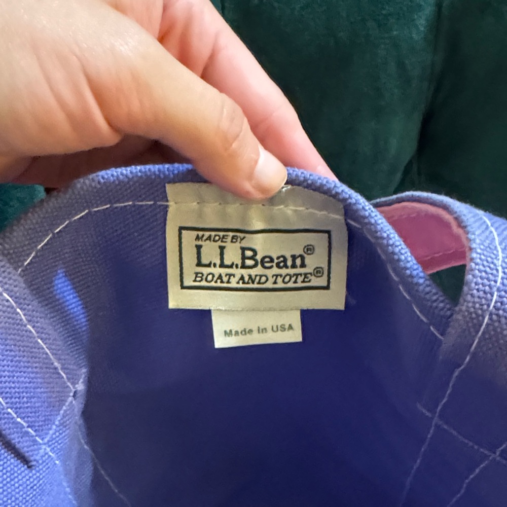 Vintage L.L. Bean “CAL” initials Purple Canvas Tote with Pink Trim and Heart - Picture 2 of 4
